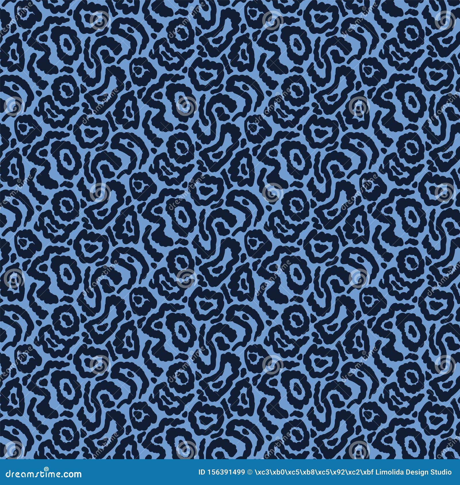 indigo blue abstract stylized animal skin pattern. repeating texture background. monochrome surface  textile swatch, modern