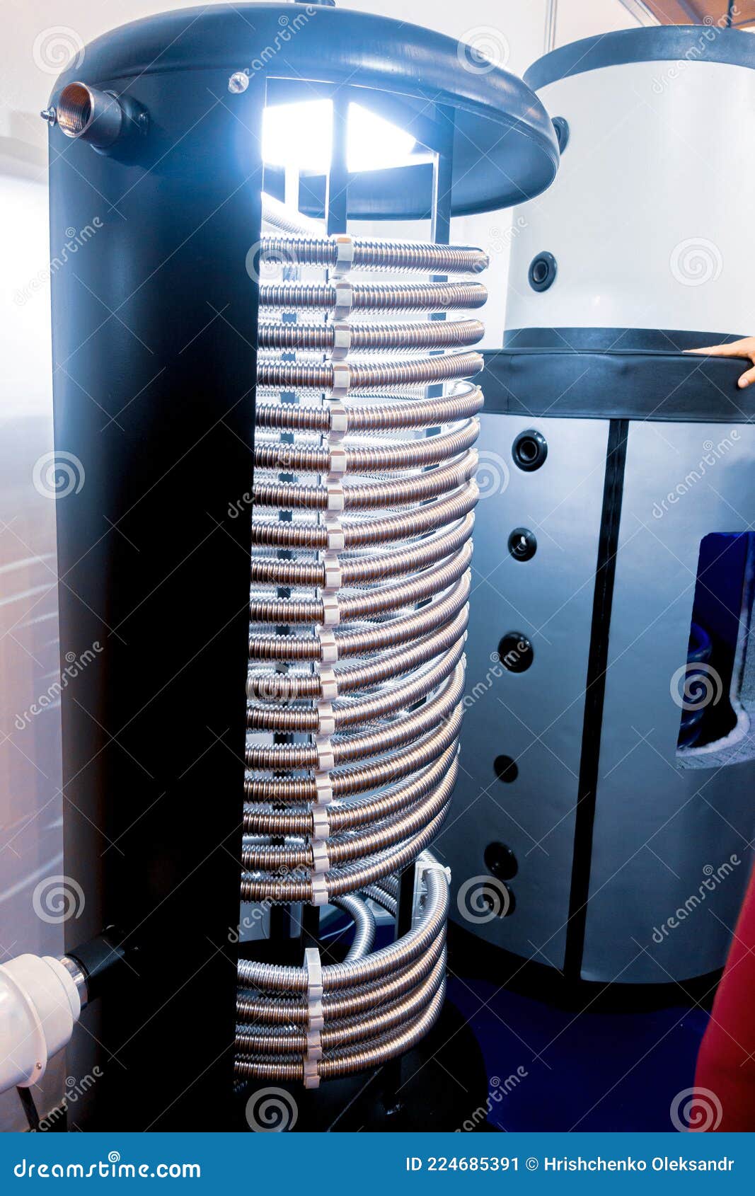 Indirect Water Heaters. Tubular Coil Inside the Tank Stock Image