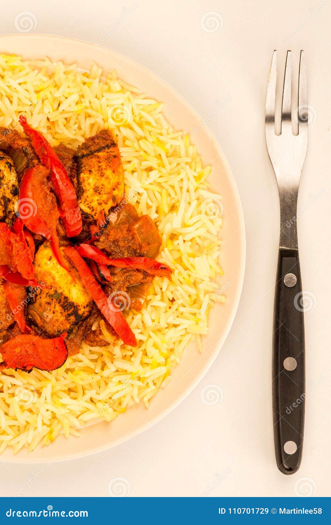 Indischer Art-Huhn-Jalfrezi-Curry Und Reis Pilaf-Reis Stockbild - Bild ...