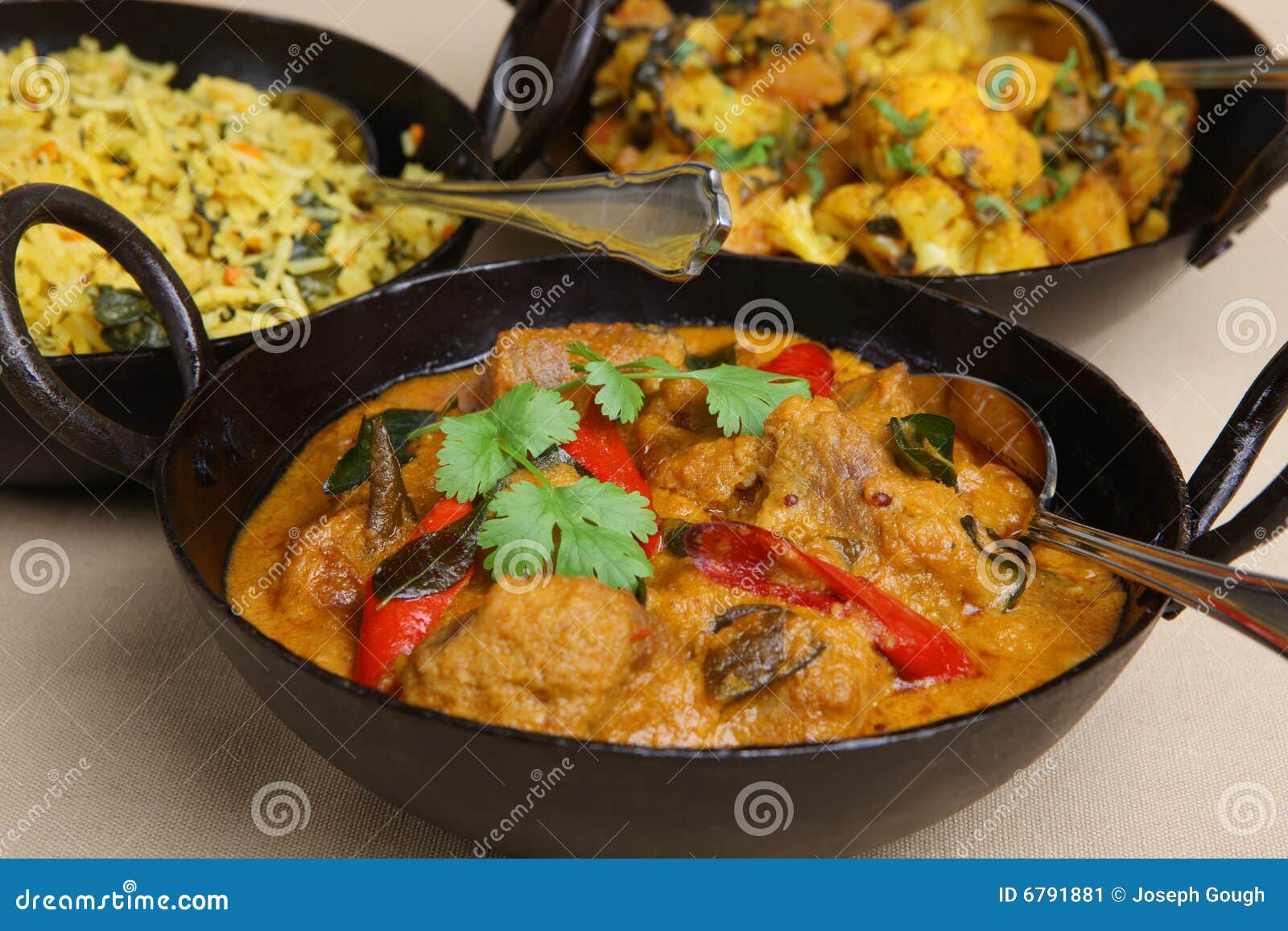 Indischer Lamm-Korma-Curry U. Reis Stockbild - Bild von vertikal ...