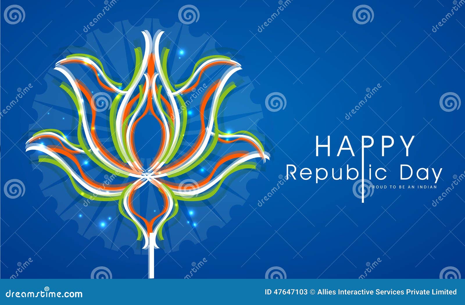 Indisk republikdagberöm med tricolor lotusblomma