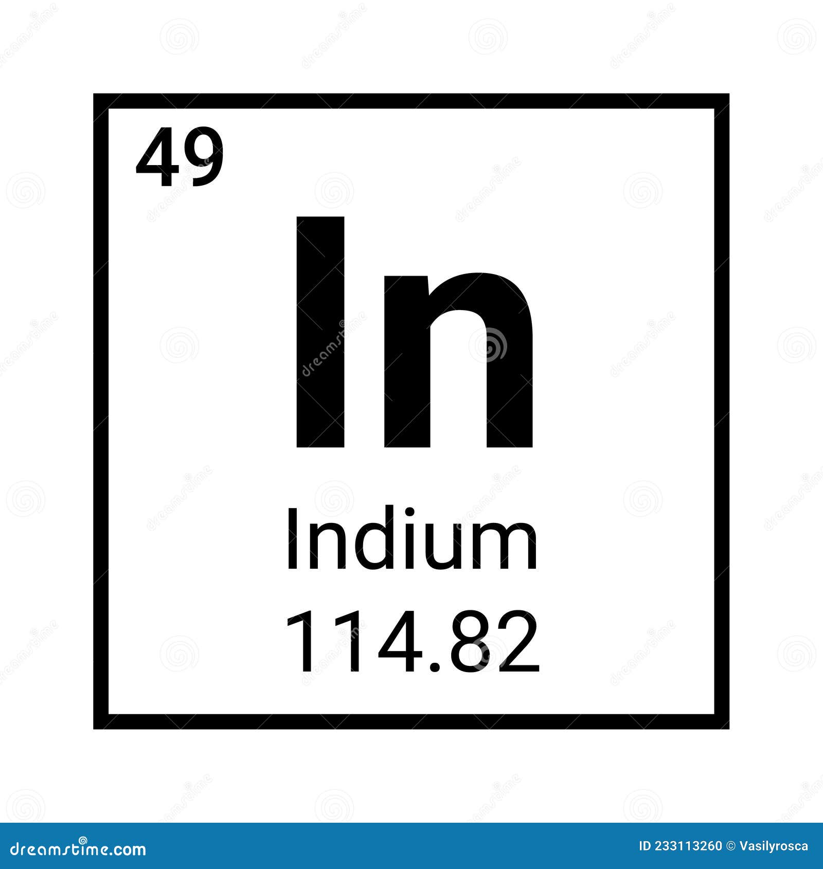 Indium In, Element Symbol From Periodic Table Series Stock Photo