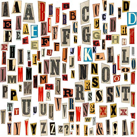 Individual Letter Cuts from Old Ephemera Stock Photo - Image of ...