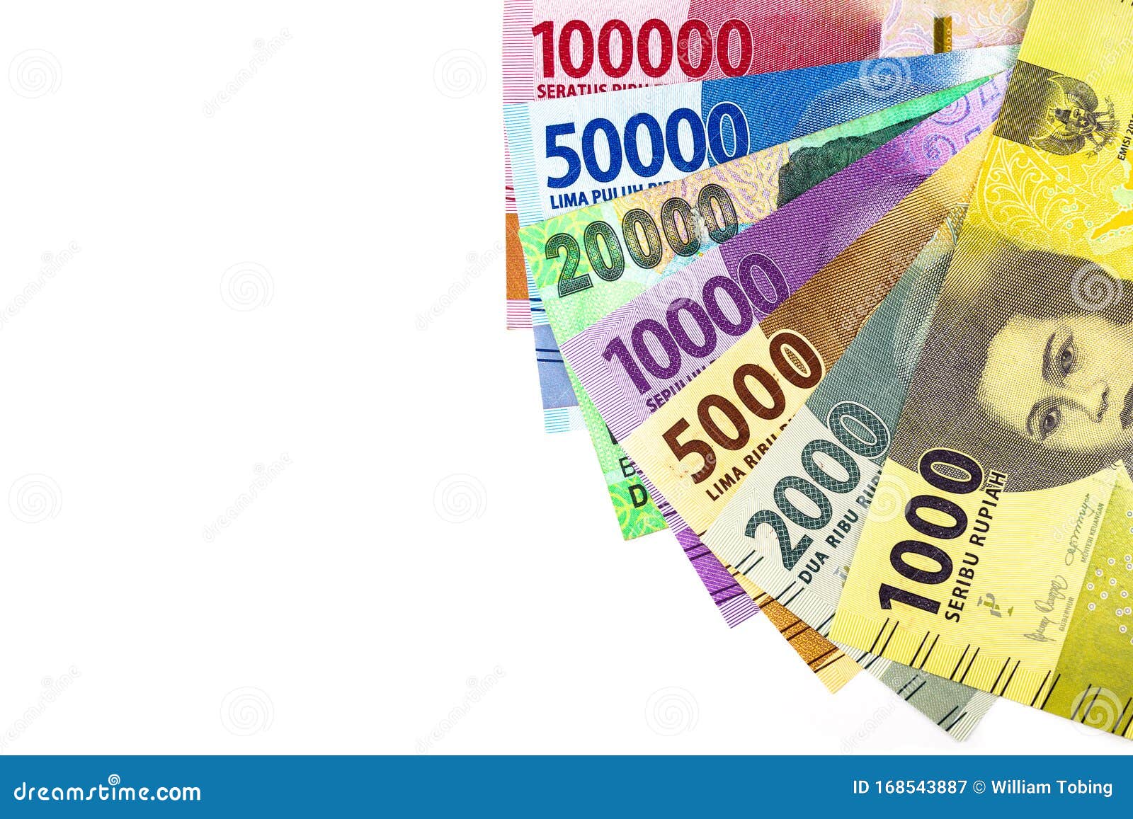 indonesia currency rupiah money paper all nominal. financial and economies  on white background