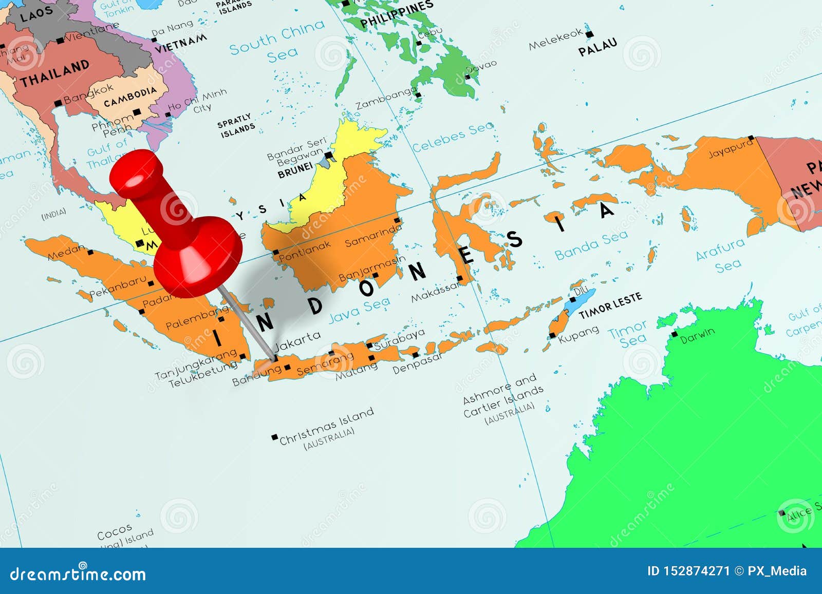 Indonesia Jakarta  Capital City Pinned On Political Map  