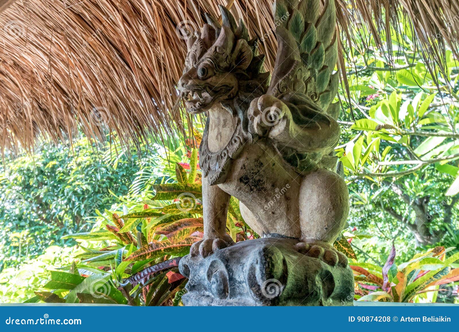 Indonesia - old hindu architecture on Bali island. Balinese statue, Bali, Indonesia.