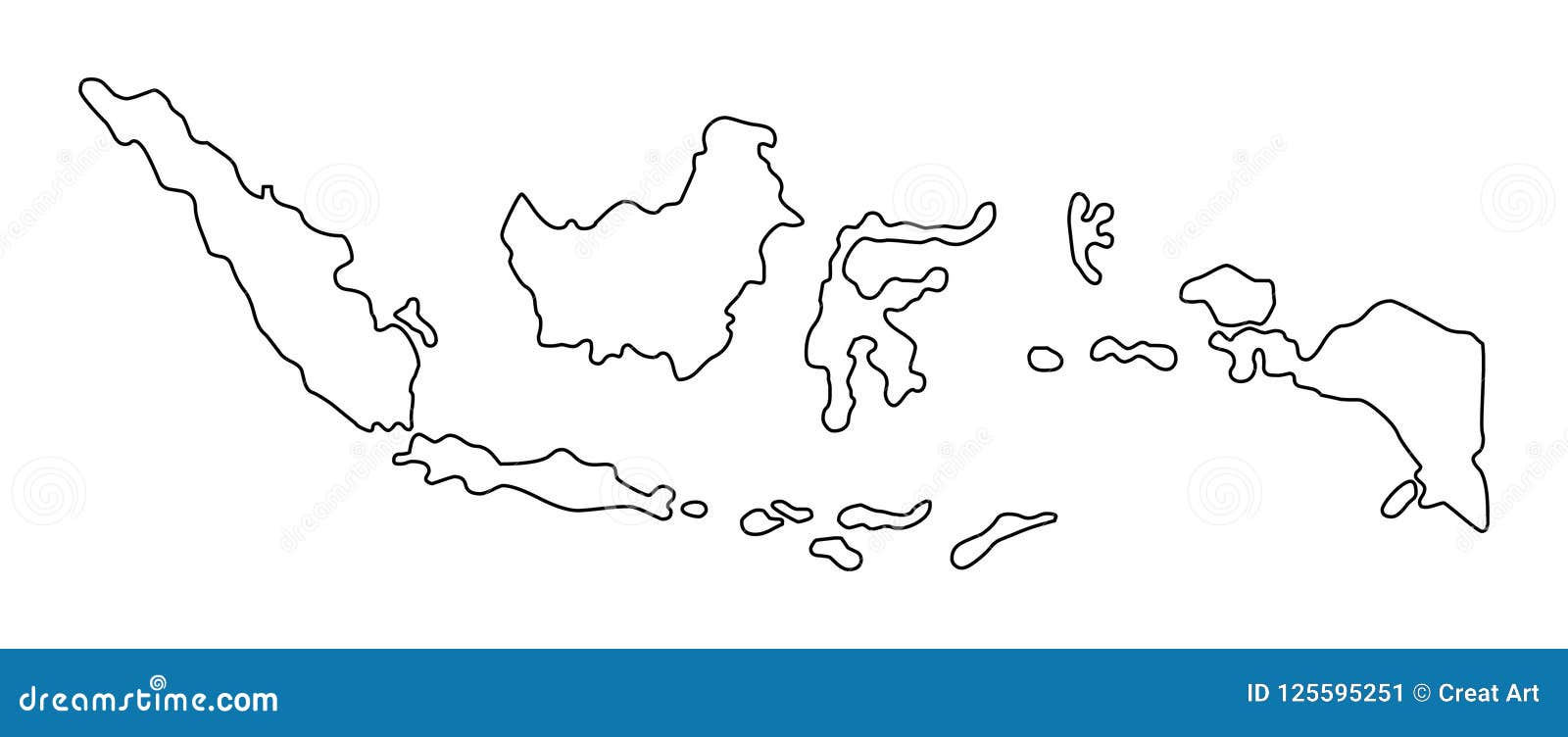  Indonesia  Outline  Map  Vector Illustration Stock Vector 