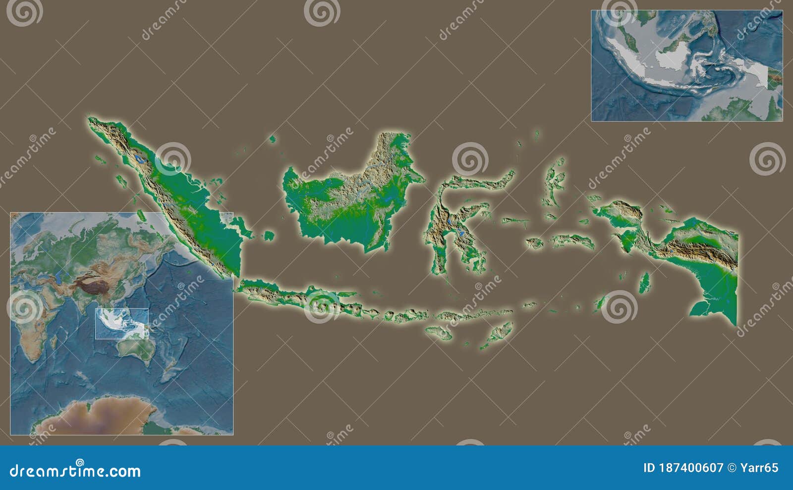 Indonesia - Physical. Country and Its Location Stock Illustration