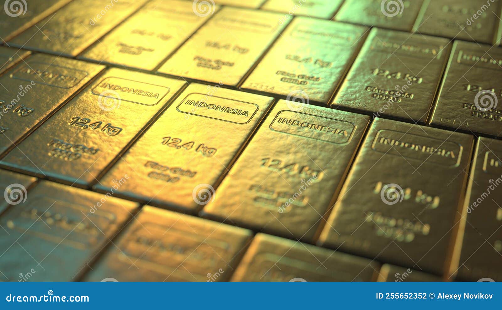 INDONESIA Text on Gold Ingots. 3d Rendering Stock Illustration Illustration of indonesian
