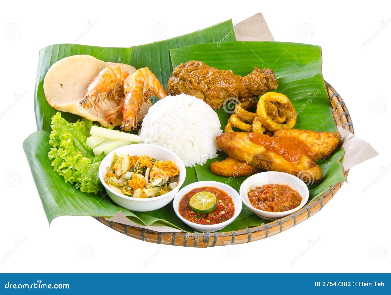 Indonesian Food, Chicken, Fish And Vegetables Stock Photo  Image: 27547382