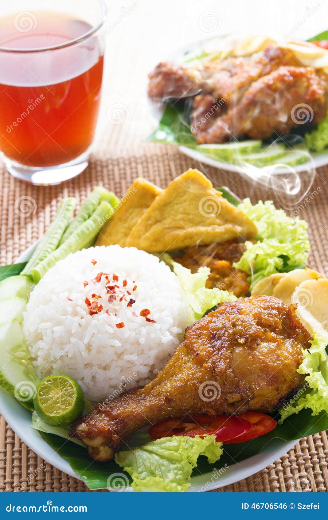 Indonesian Food Nasi Ayam Penyet Stock Photo  Image: 46706546