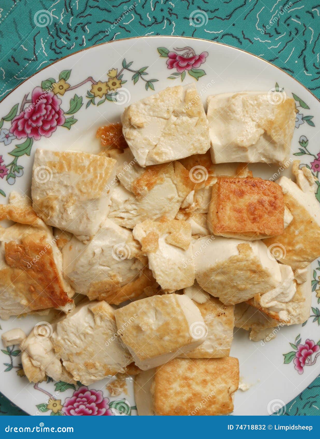Indonesian fried tofu dish stock photo. Image of blocks - 74718832