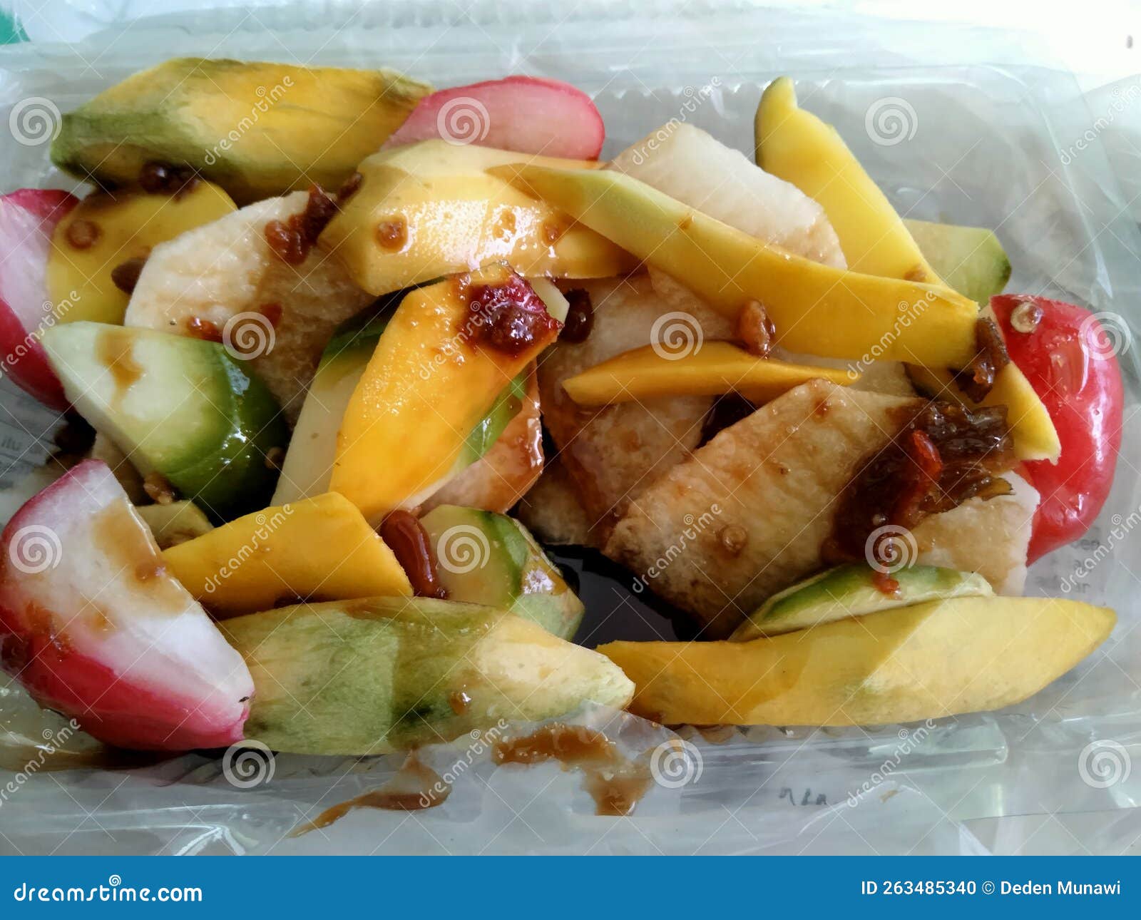 Indonesian Fruit Salad with Peanut Sauce and Palm Sugar Stock Photo Image of sugar, sauce