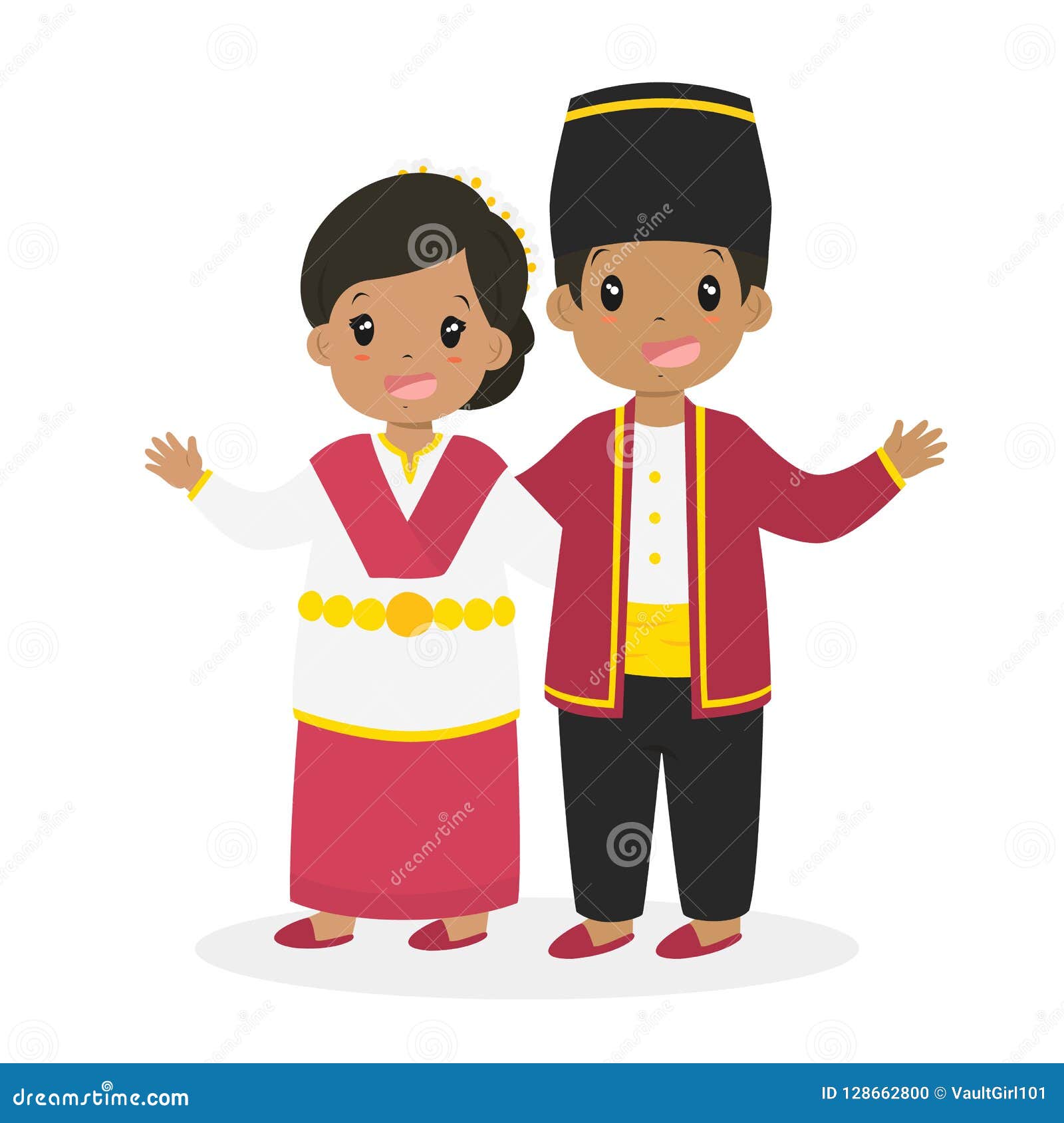 Indonesian Children Wearing North Maluku Traditional Vector Stock