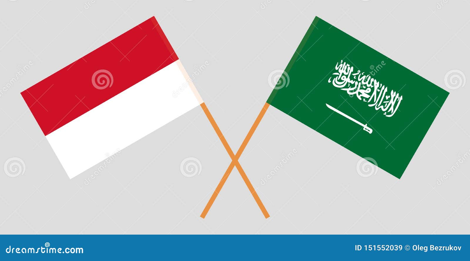 The Indonesian And Ksa Flags Stock Vector Illustration Of Flagstaff Country