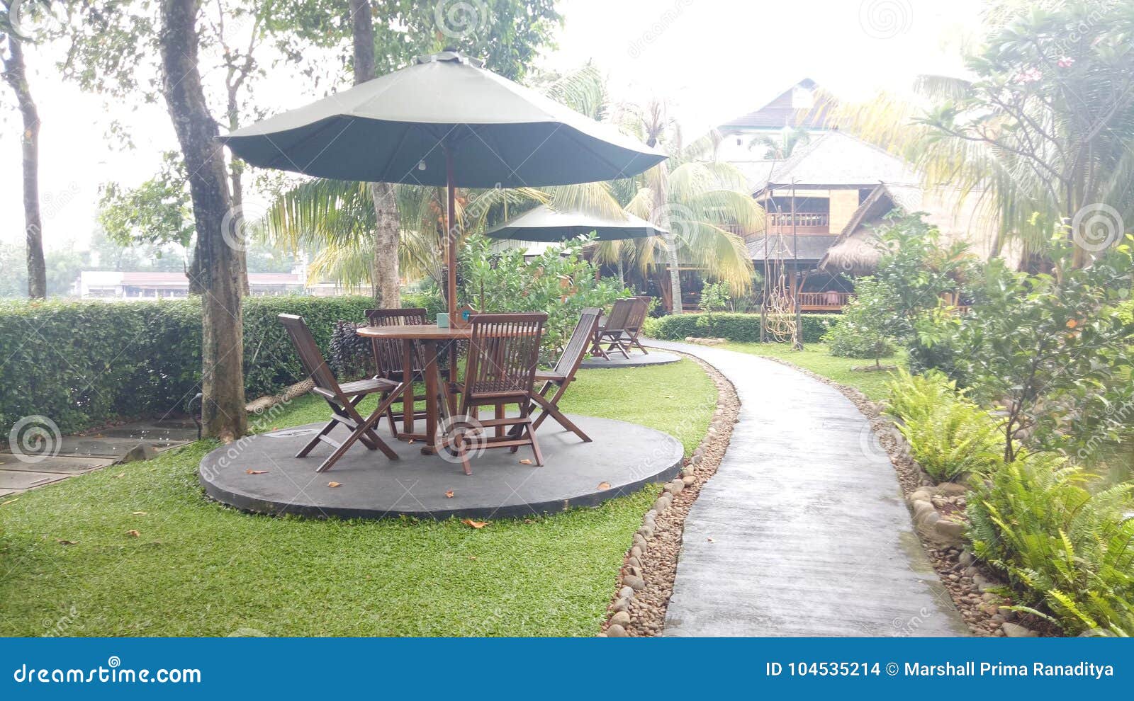 Indonesian Restaurant View stock photo. Image of aquarium - 104535214