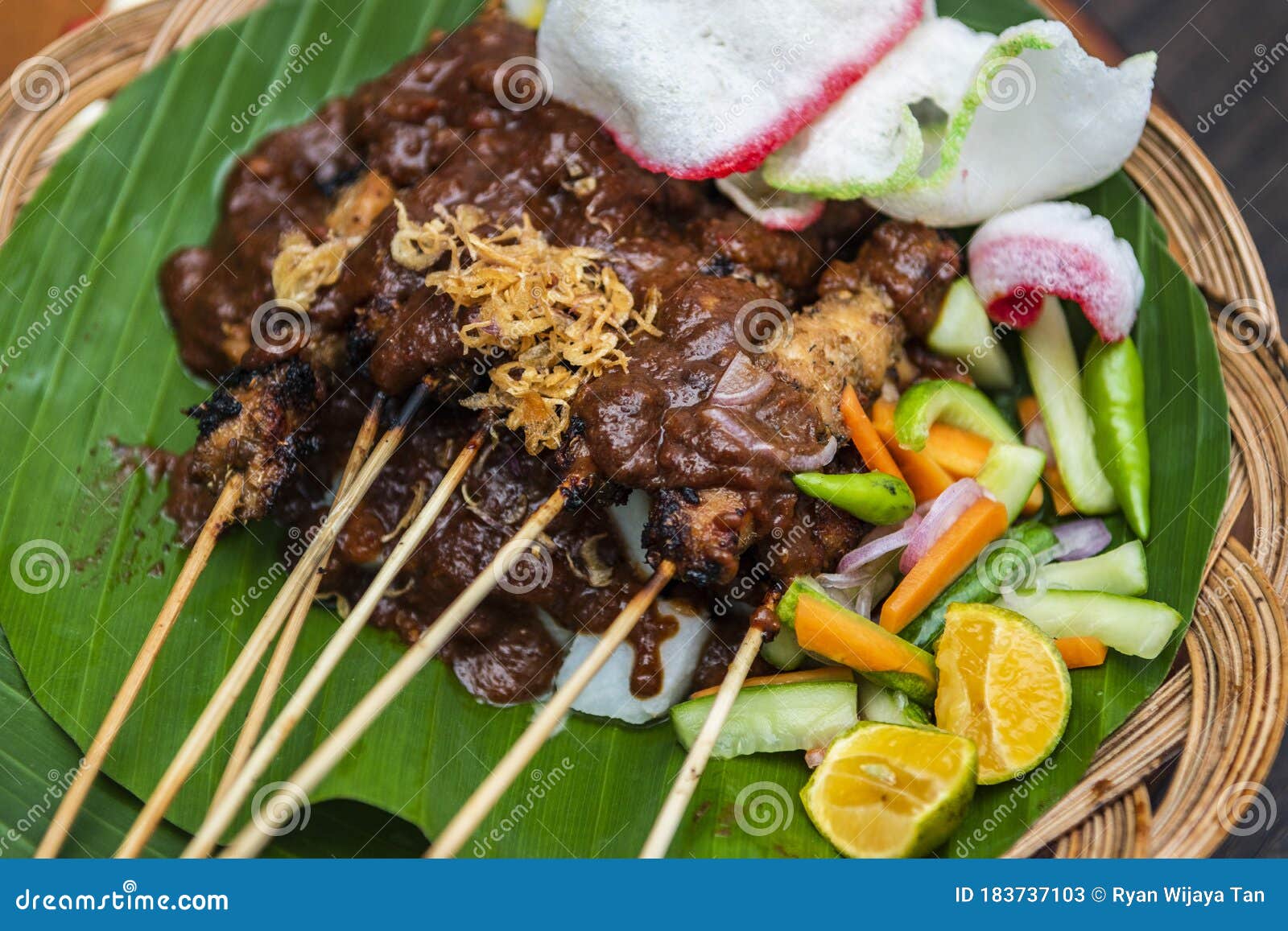 indonesian sate ayam or chicken satay