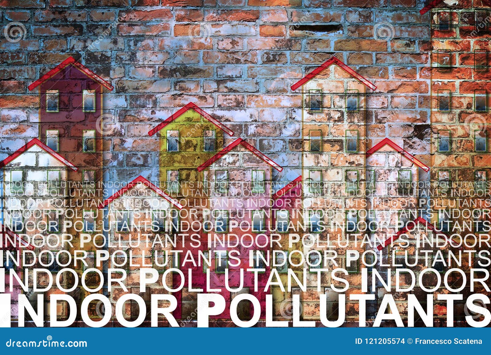 indoor air pollutants against a buildings background - concept i