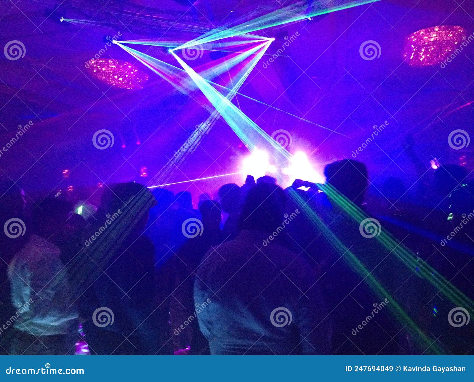 Indoor DJ Party Celebration with Disco Lights Stock Image - Image of ...