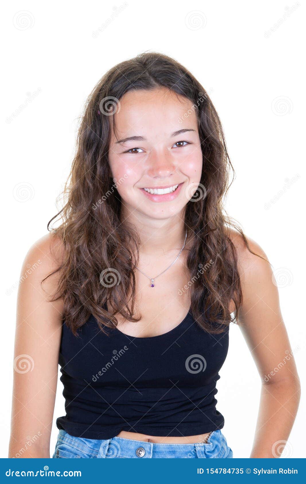 Indoor Picture of Young Good-looking Teenage Girl Isolated on White ...