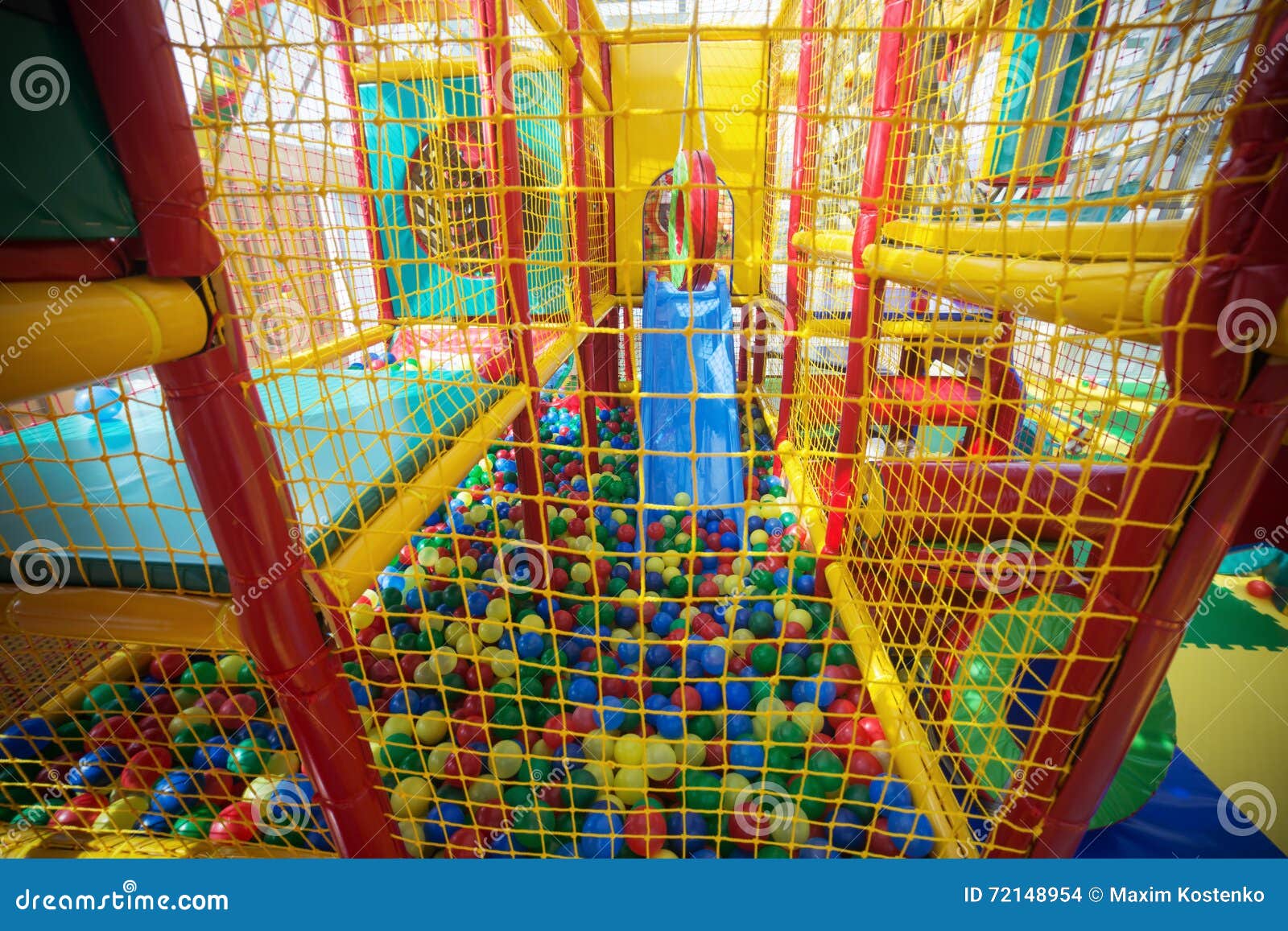 Indoor Playground with Colorful Plastic Balls for Children Stock Photo