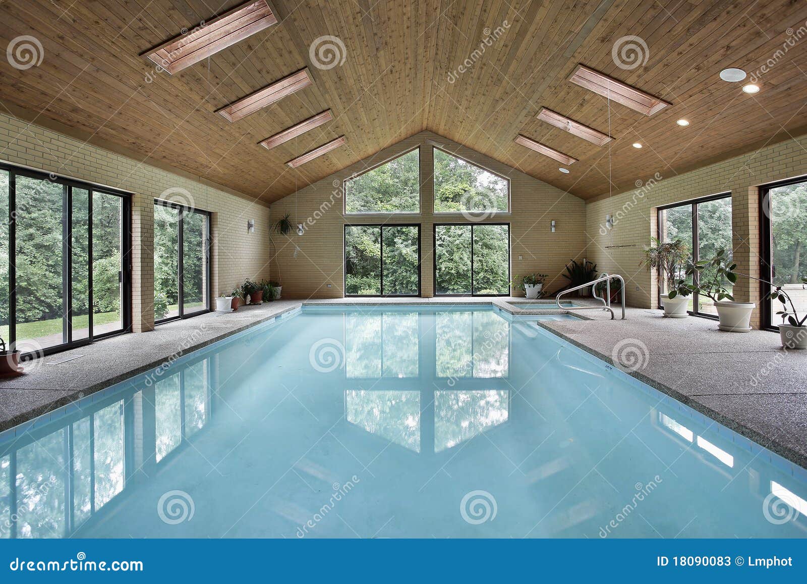 indoor pool with skylights
