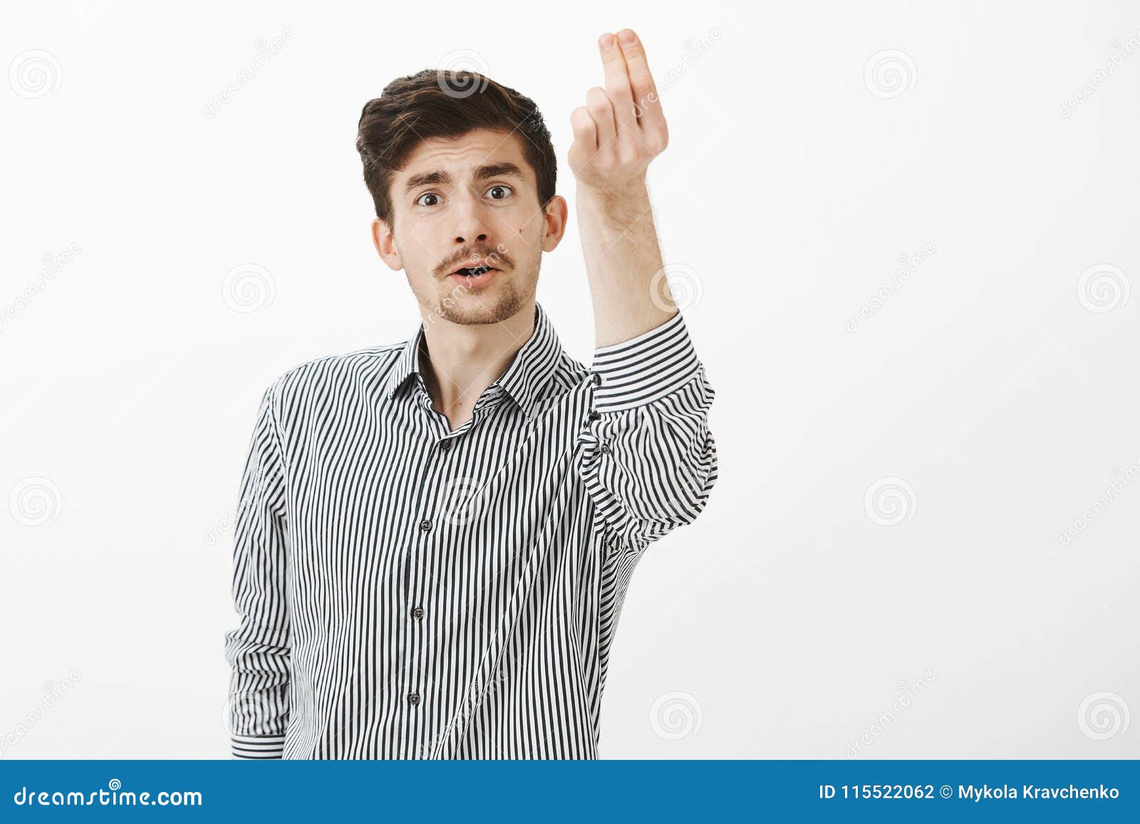 Indoor Shot of Funny Ordinary European Male with Moustache and Beard ...