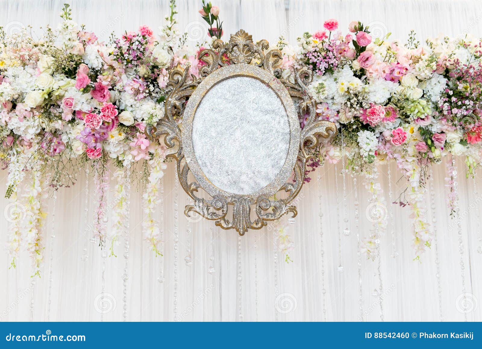 Indoor Wedding Ceremony Backdrop Stock Photo - Image of blossom,  horizontal: 88542460