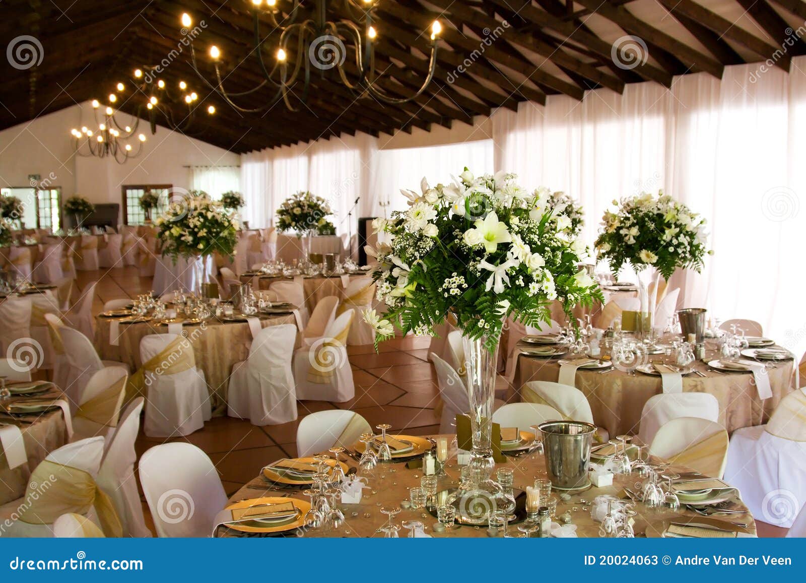 indoors wedding reception venue with decor