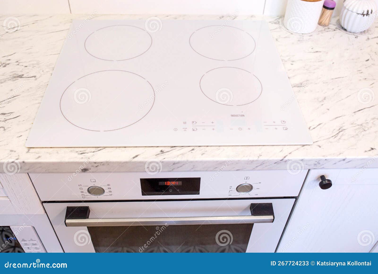 Induction White Cooker Used in the Kitchen Stock Image Image of