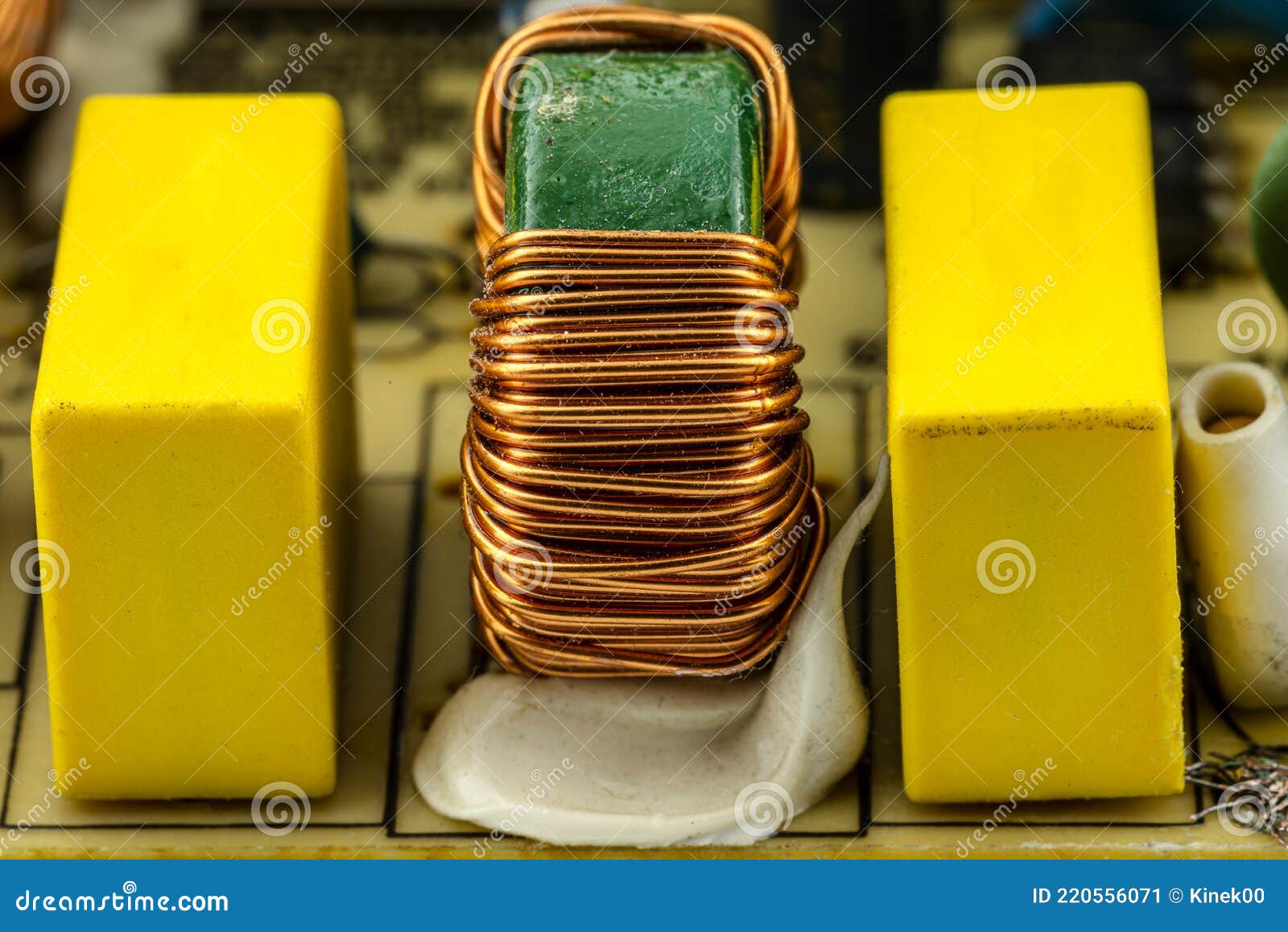 An Inductor, Toroidal Coil on a Ring with Visible Copper Scroll, Wound
