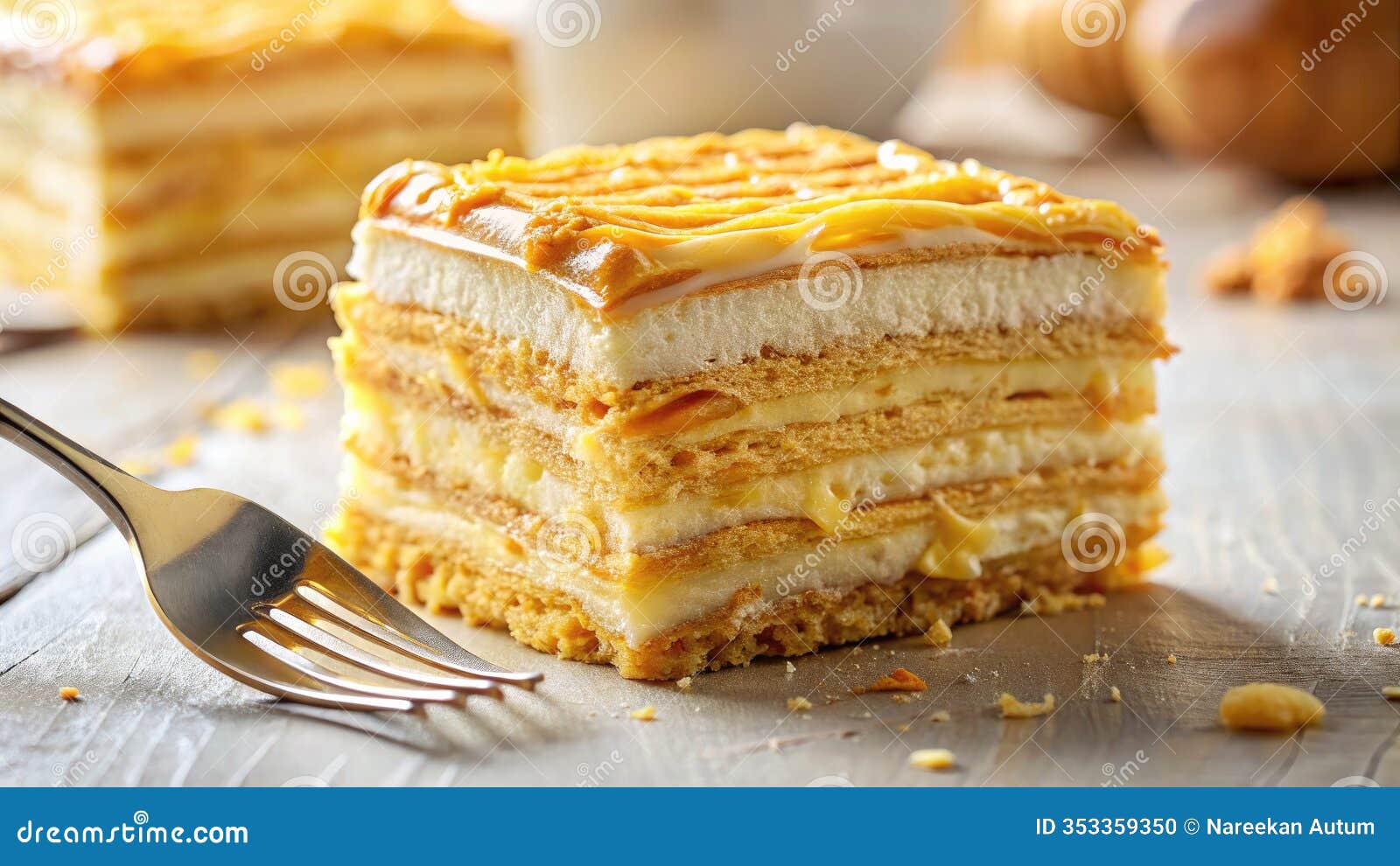 a decadent slice of homemade honey cake layers of creamy custard and honeyed goodness for a special occasion