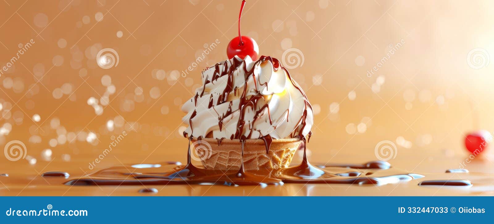 indulge in frozen delight: a captivating 3d render of an ice cream sundae