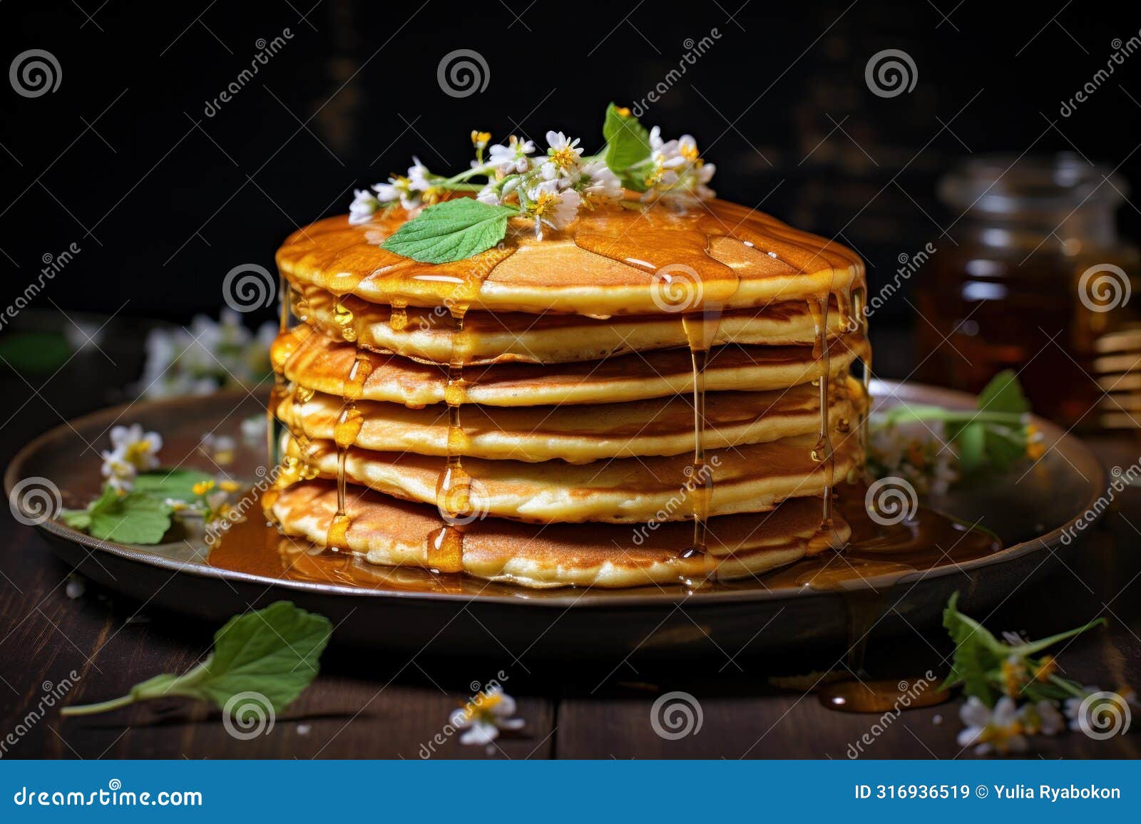 indulgent pancakes honey. generate ai