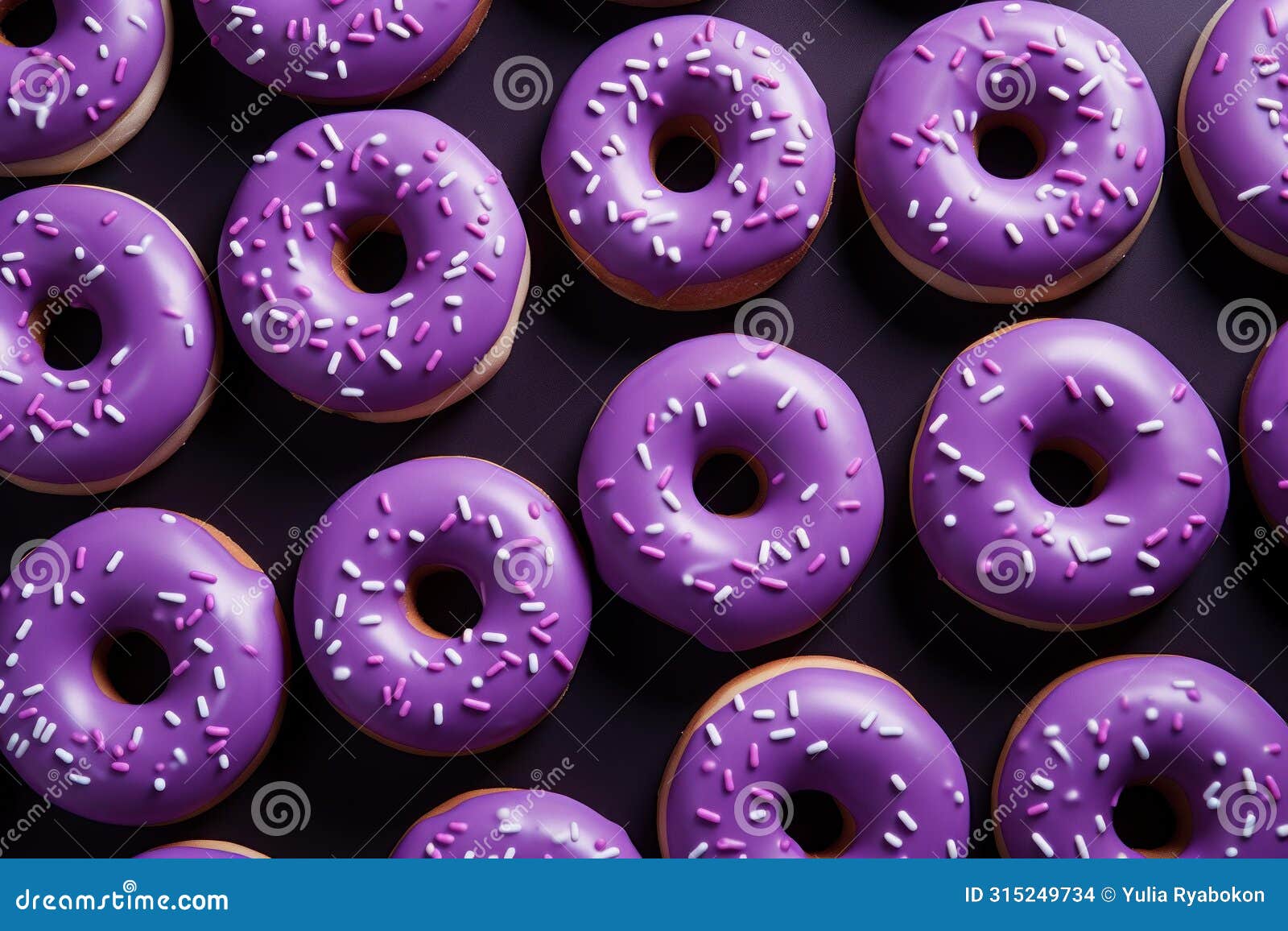 indulgent purple donuts food. generate ai