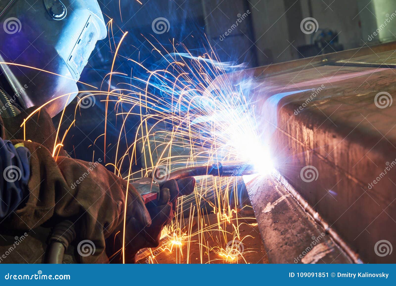 Industrial Arc Welding Work Stock Image Image Of Protection Heavy 109091851