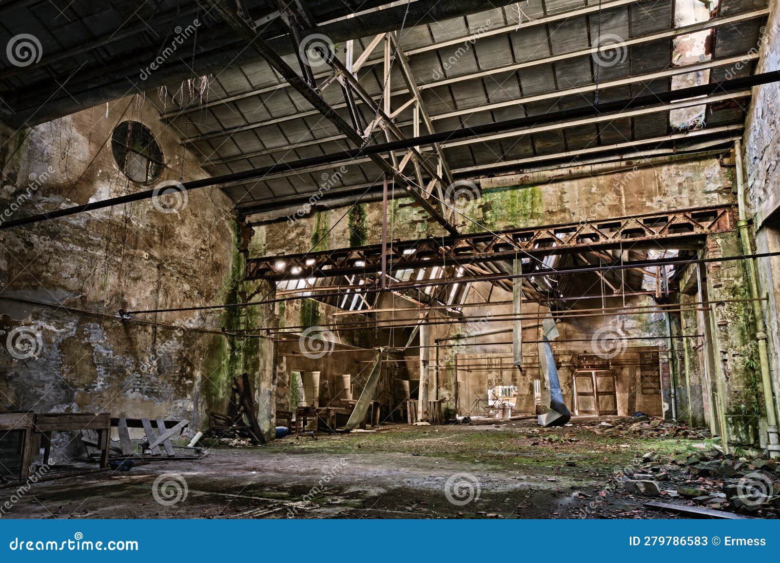 industrial archaeology, old abandoned and collapsed factory