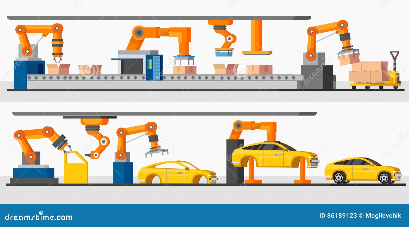 Industrial Automation Robot Horizontal Banners Stock Vector