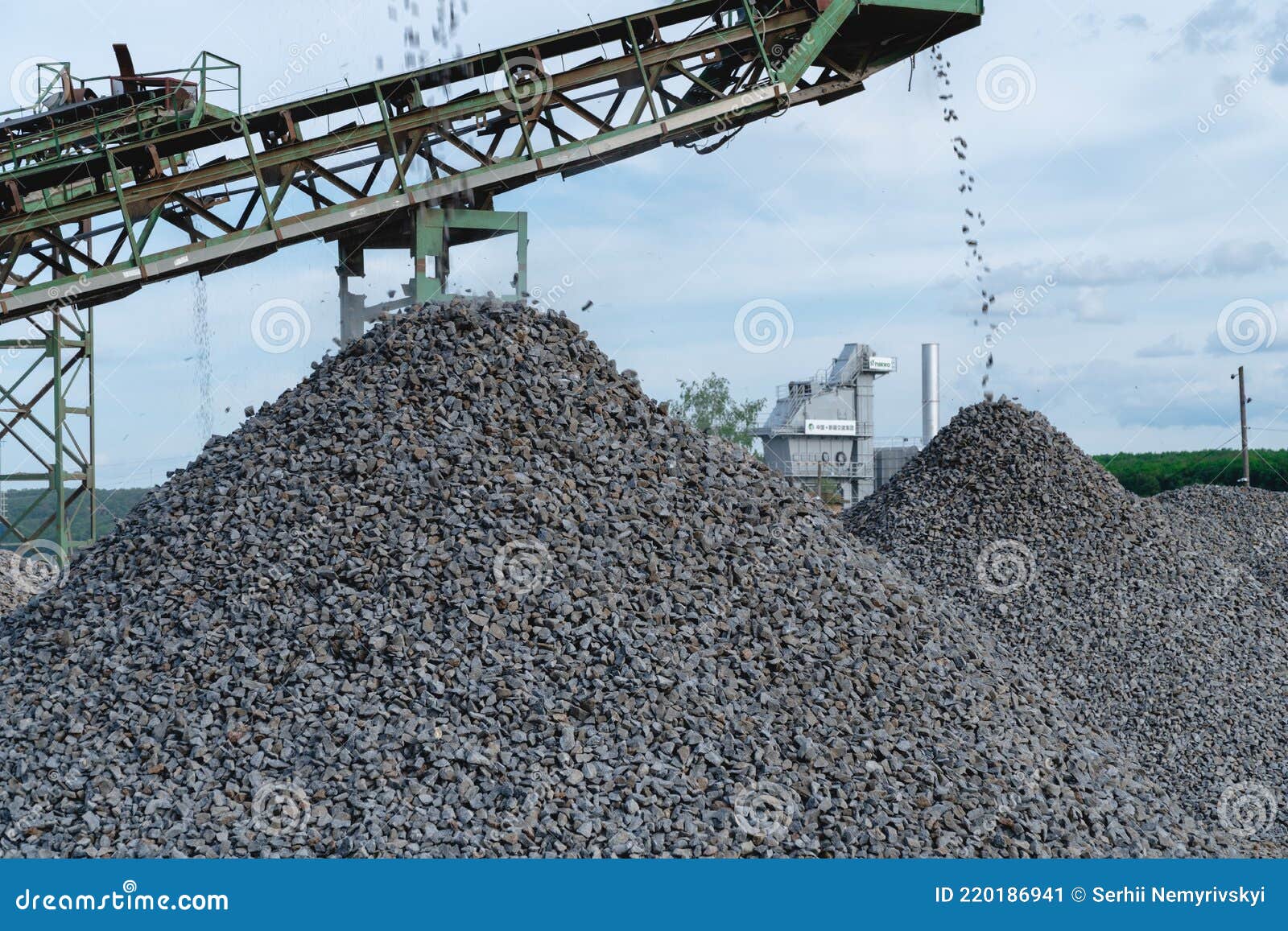 Industrial Background Crusher Rock Stone Crushing Machine at Open Pit