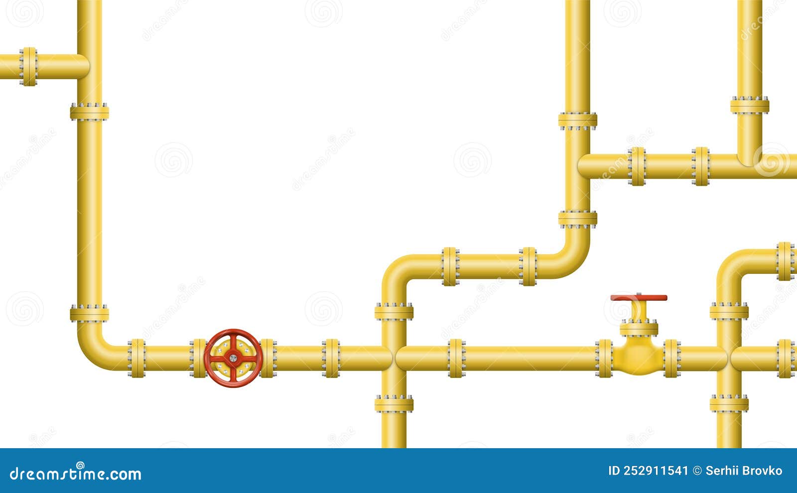 industrial background with pipeline. oil, water or gas pipeline with fittings and valves. 