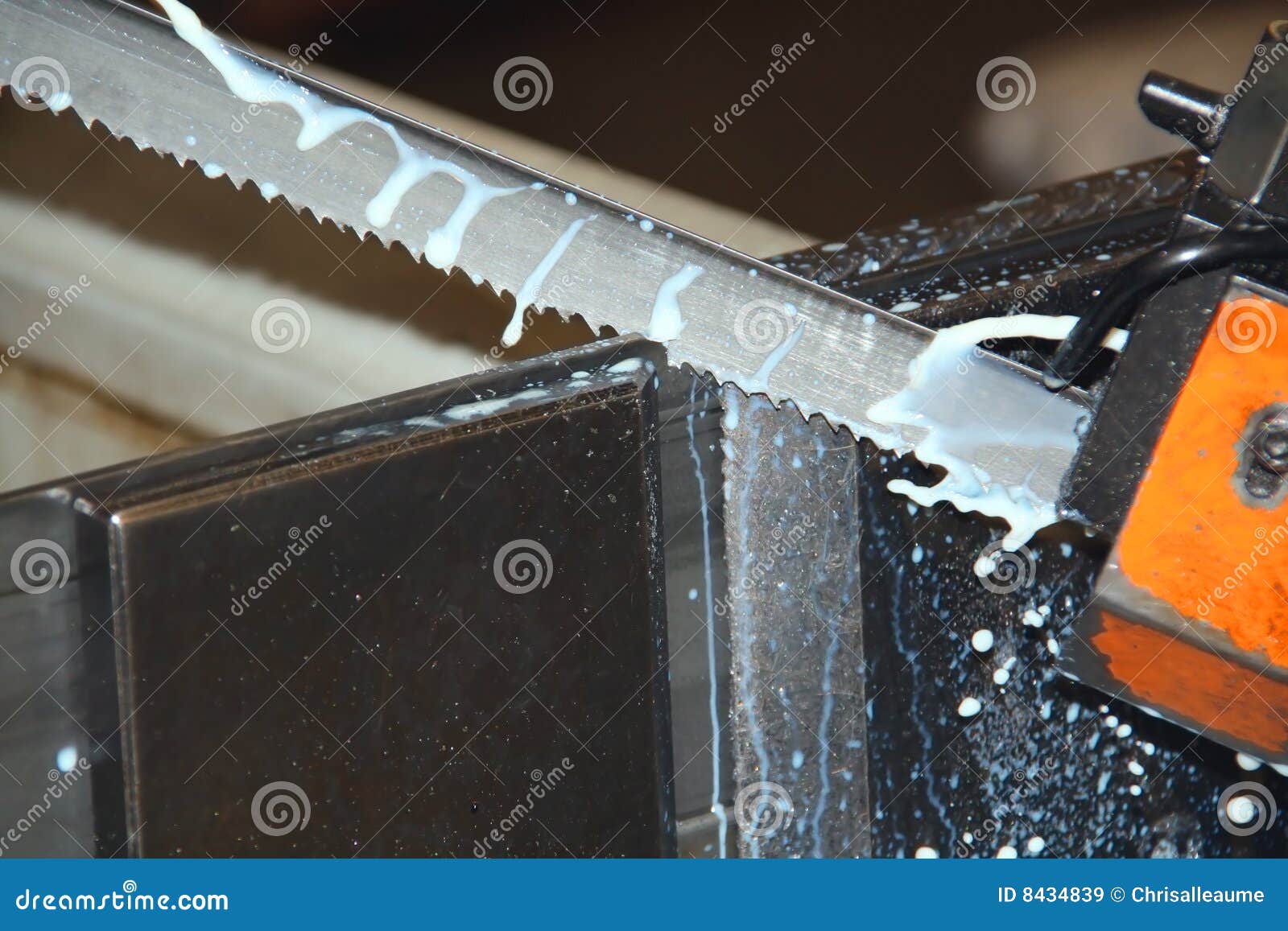 Industrial Bandsaw Cutting Metal Stock Image Image of dangerous, smog