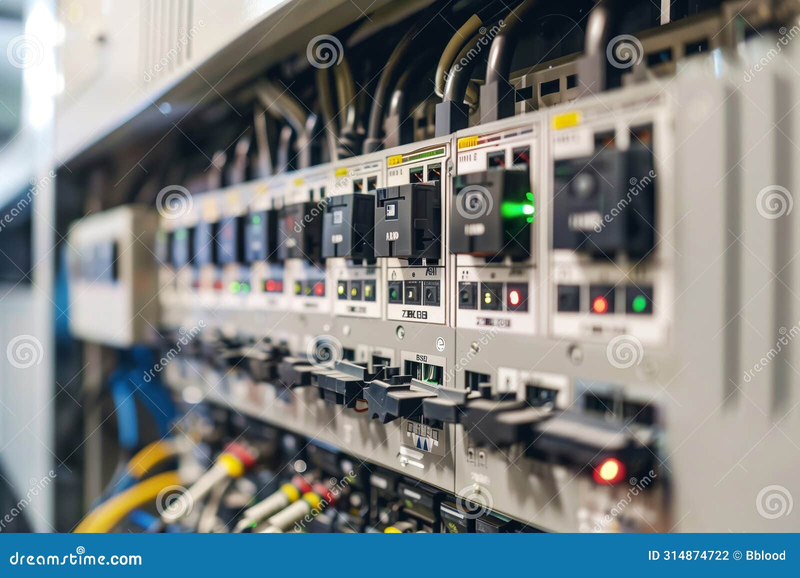 Industrial Circuit Breakers in a Panel Stock Photo Image of