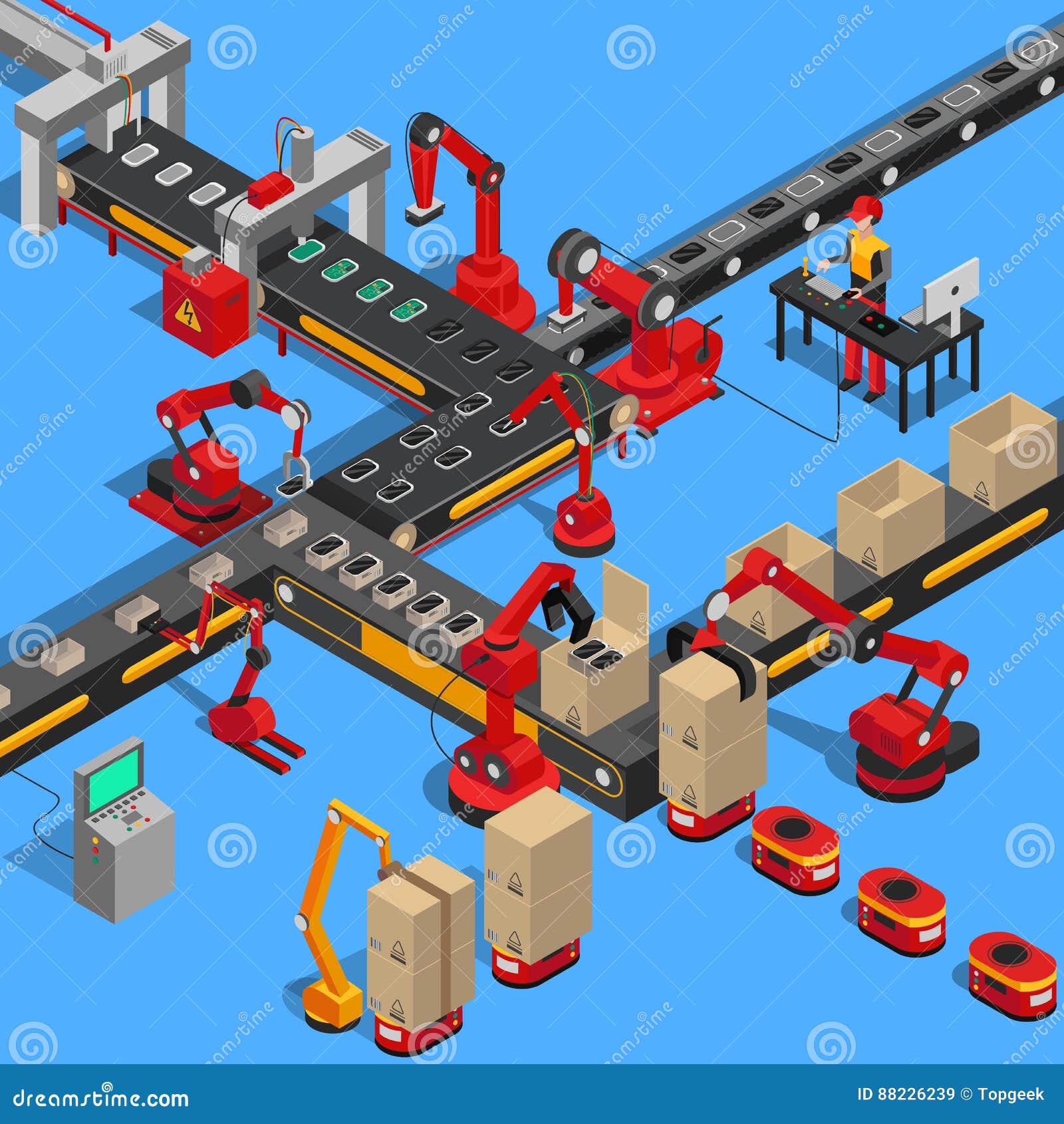 Industrial Conveyor Process of Producing Technique Stock Vector