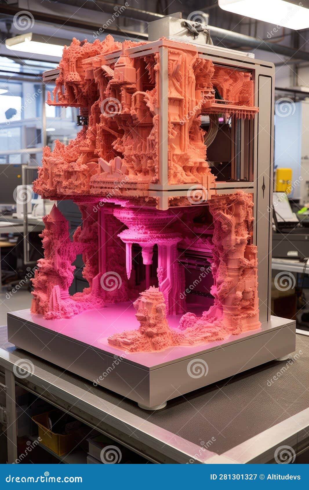 Industrial 3d Printer Creating Prototype Stock Illustration