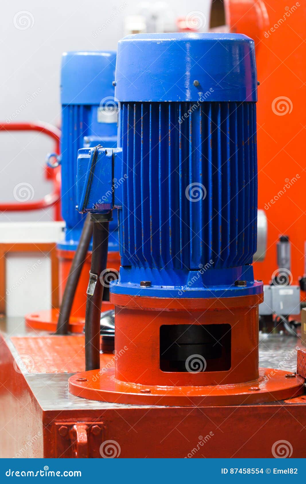Industrial electric motor stock photo. Image of pipes 87458554