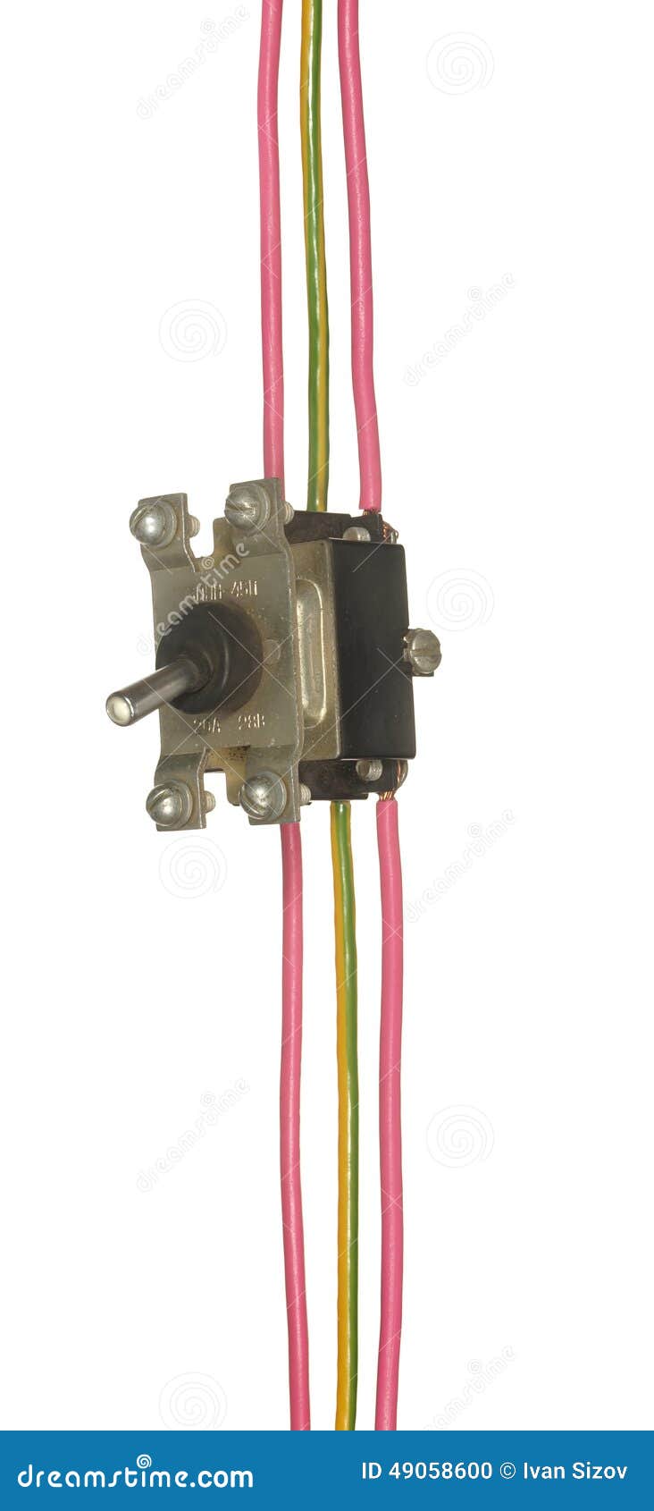 Industrial Electrical Switch with Multicolored Wires Isolated Stock