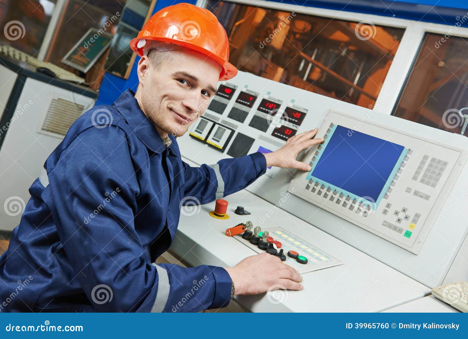 Industrial Engineer Worker at Control Panel Stock Photo Image of