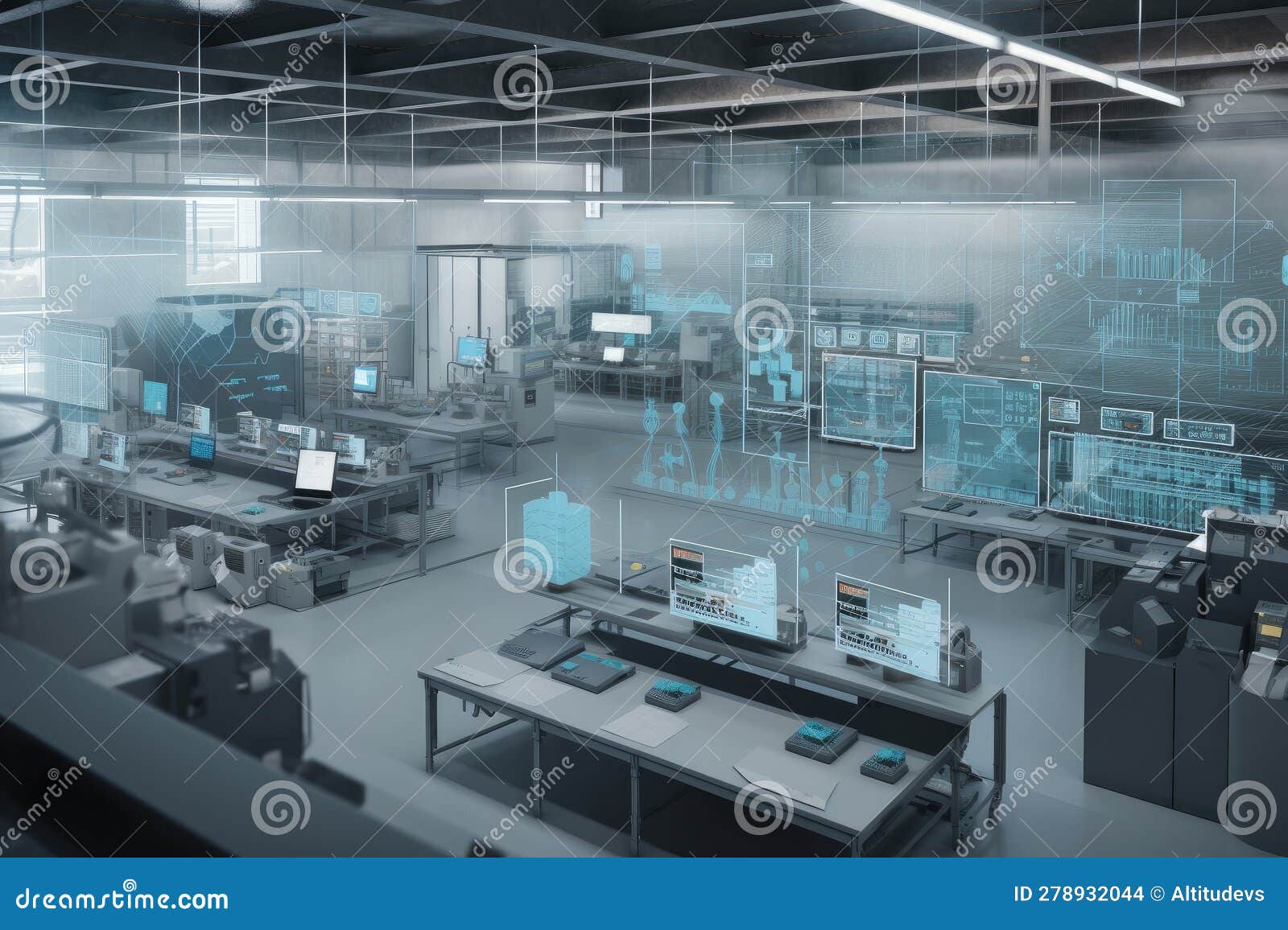 Industrial Facility, with Myriad of Sensors and Monitors Tracking