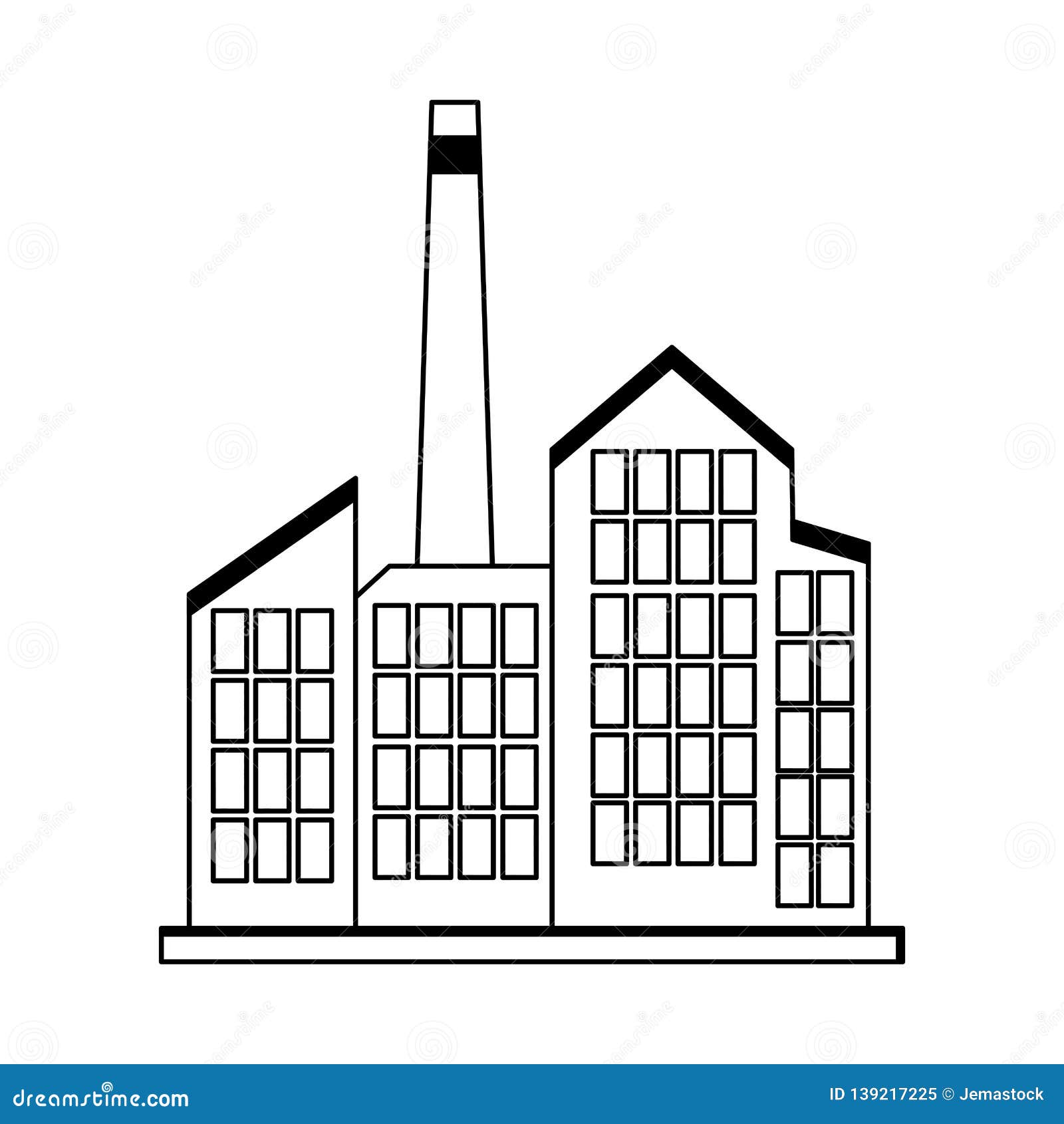 Industrial Factory Building Cartoon Black and White Stock Vector -  Illustration of factory, structure: 139217225
