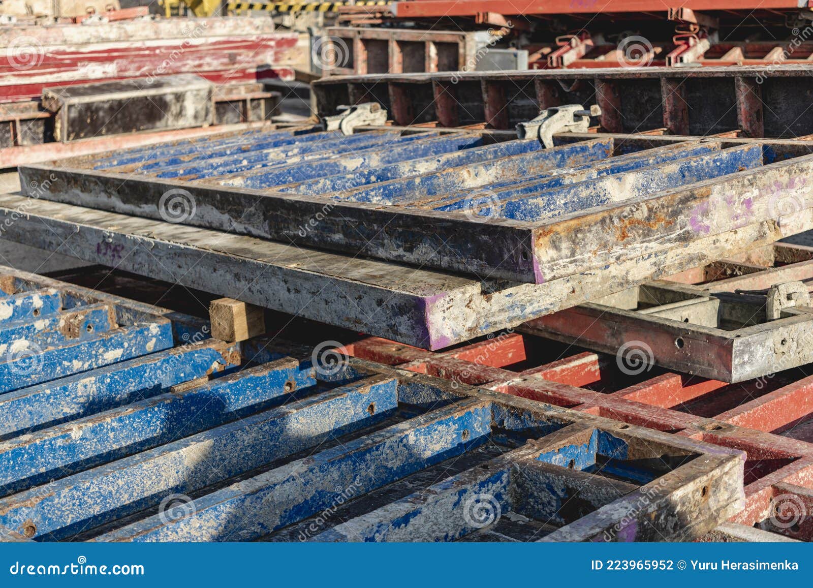 Industrial Formwork for Concrete Foundations. Construction Site. Construction Equipment Stock